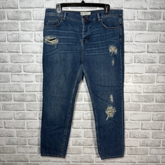 Free People Other - Free People Men's Ripped Jeans Denim Blue Size 29  34x26 Actual Button fly